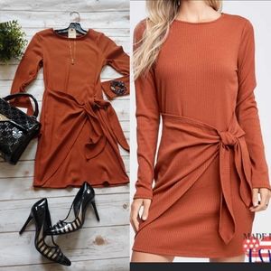 Cognac Dress with front tie